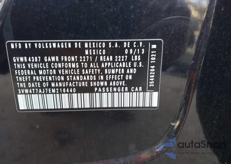 2014 Volkswagen Jetta Gli from USA, damaged, VIN 3VW4T7AJ7EM216440